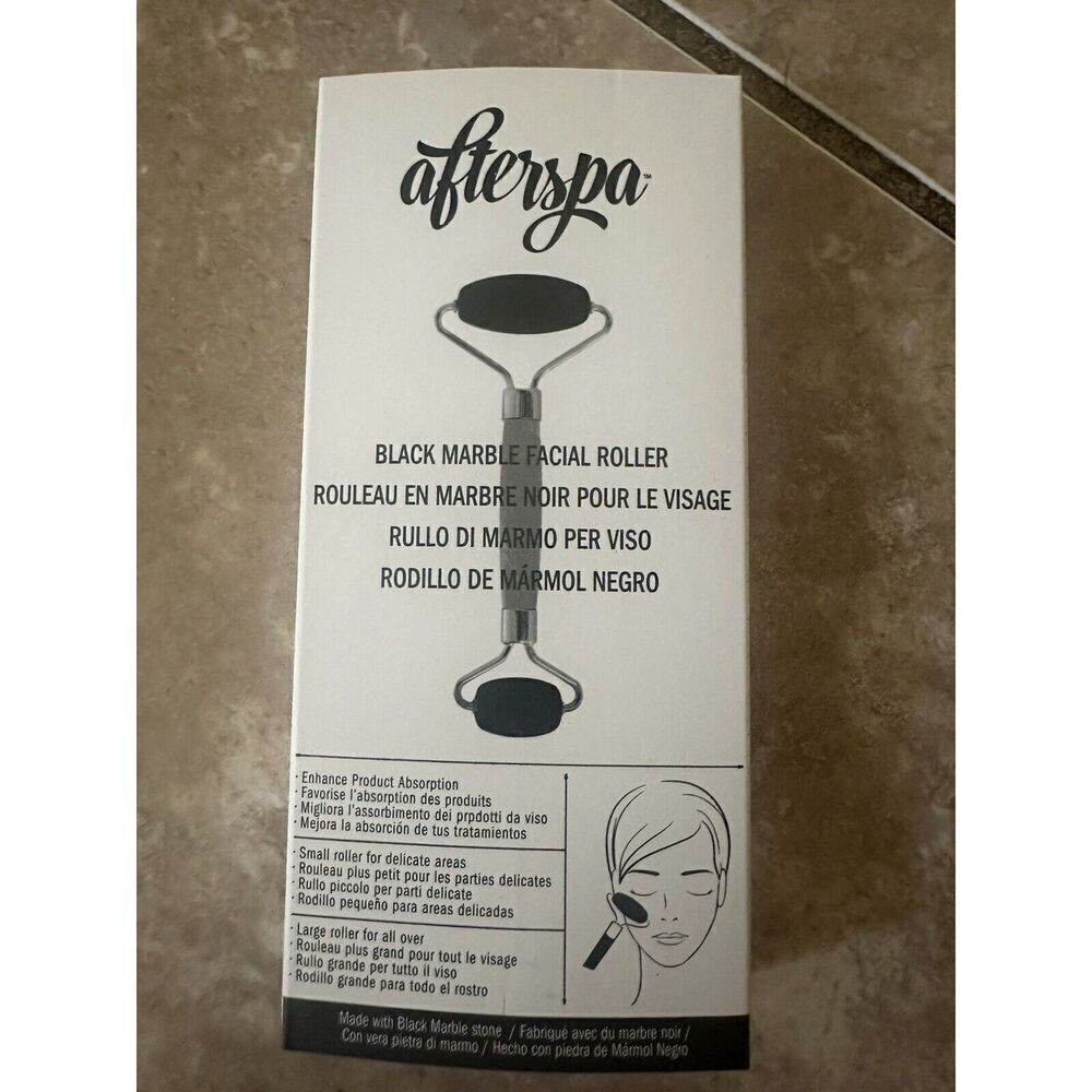 AFTERSPA Black Marble Facial Roller Dual-Ended (Large/Small) NIB